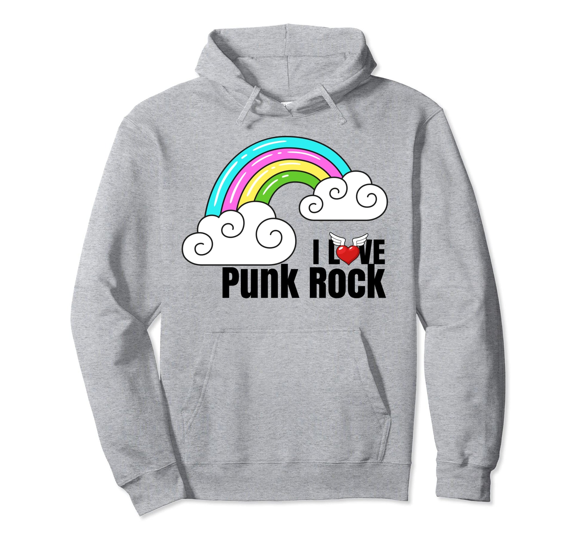 I Love Punk Rock Rainbow Funny Sarcastic Hoodie - Custom Art Print Unisex - T-Shirt, Sweatshirt, Hoodie