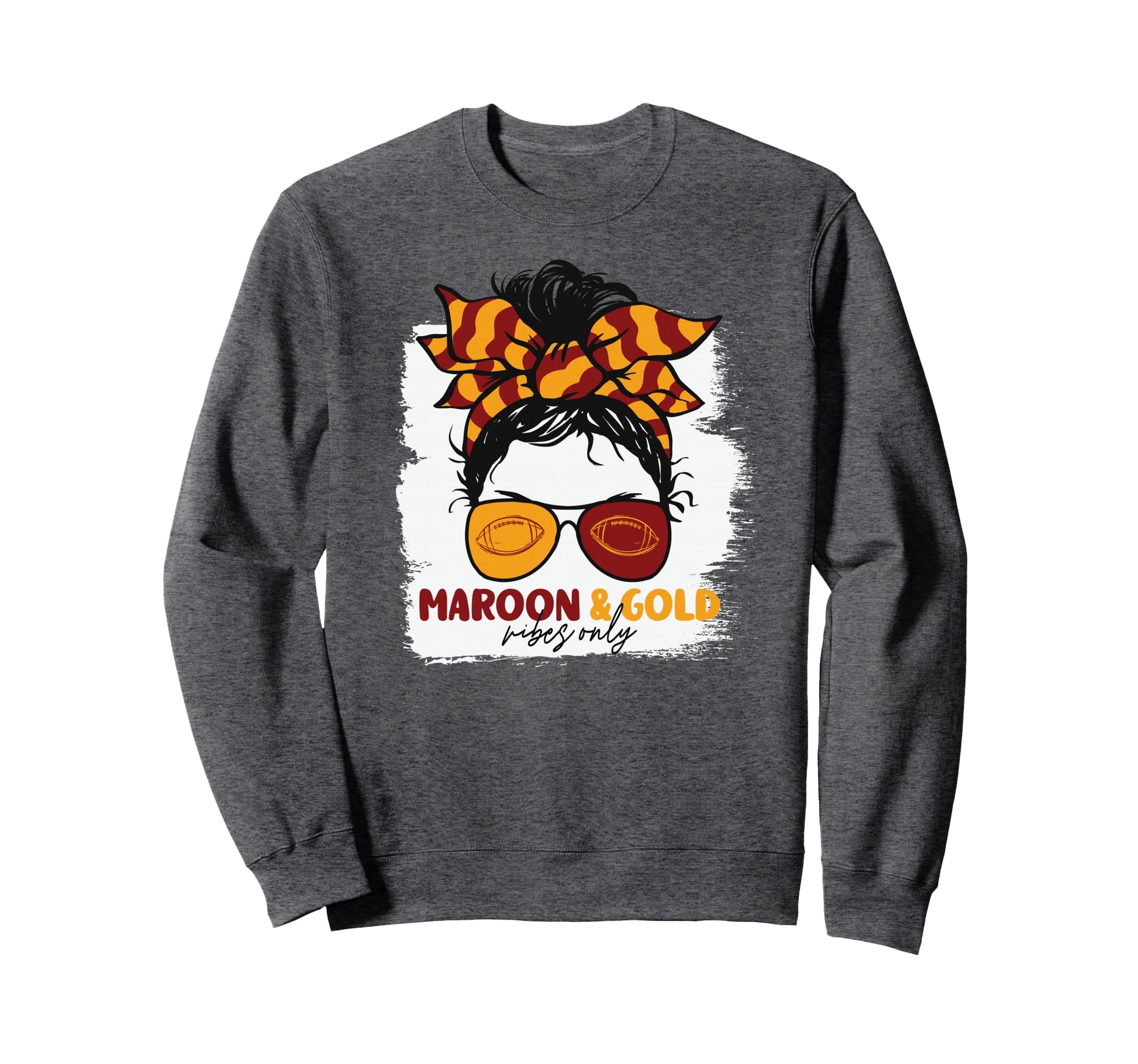 Maroon And Gold Vibes Only Football Sweatshirt - Novelty Apparel Men Women - T-Shirt, Sweatshirt, Hoodie