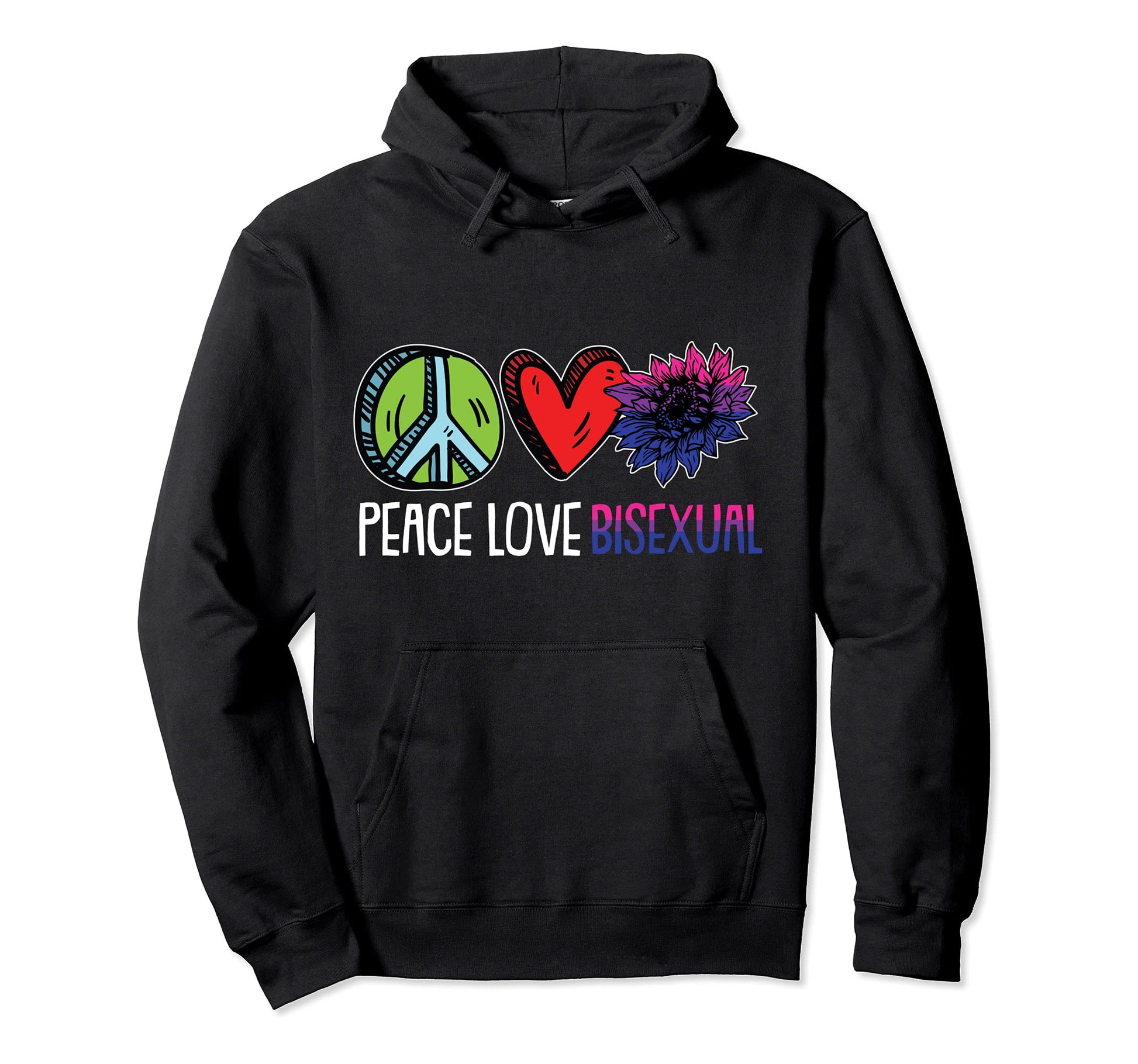 Peace Love Bisexual Pride Sunflower Hoodie - Aesthetic Graphic Men Women - T-Shirt, Sweatshirt, Hoodie