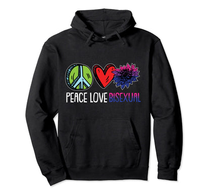 Peace Love Bisexual Pride Sunflower Hoodie - Aesthetic Graphic Men Women - T-Shirt, Sweatshirt, Hoodie