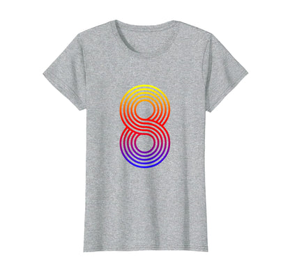 Number 8 Birthday Gift Disco Rainbow T-Shirt - Graphic Print Men Women - T-Shirt, Sweatshirt, Hoodie