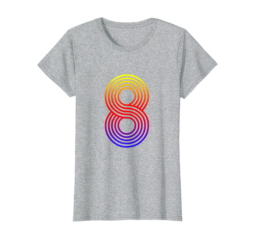 Number 8 Birthday Gift Disco Rainbow T-Shirt - Graphic Print Men Women - T-Shirt, Sweatshirt, Hoodie