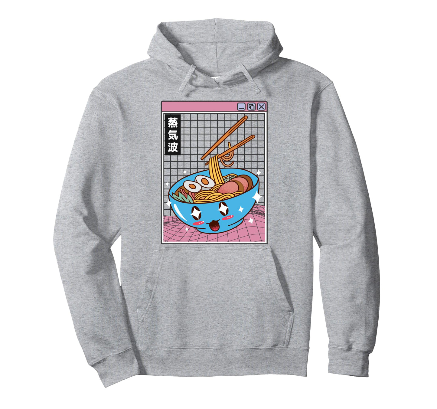 Happy Ramen Bowl Digital Japan Hoodie - Fun Novelty Design for Adults - T-Shirt, Sweatshirt, Hoodie