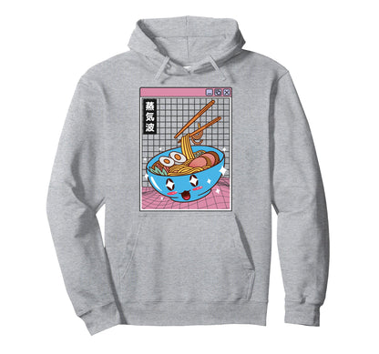 Happy Ramen Bowl Digital Japan Hoodie - Fun Novelty Design for Adults - T-Shirt, Sweatshirt, Hoodie