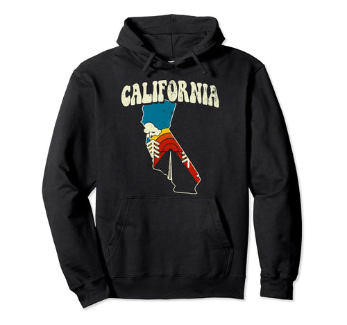 California Rainbow State Hippie 70S Map Hoodie - Unique Graphic Unisex - T-Shirt, Sweatshirt, Hoodie
