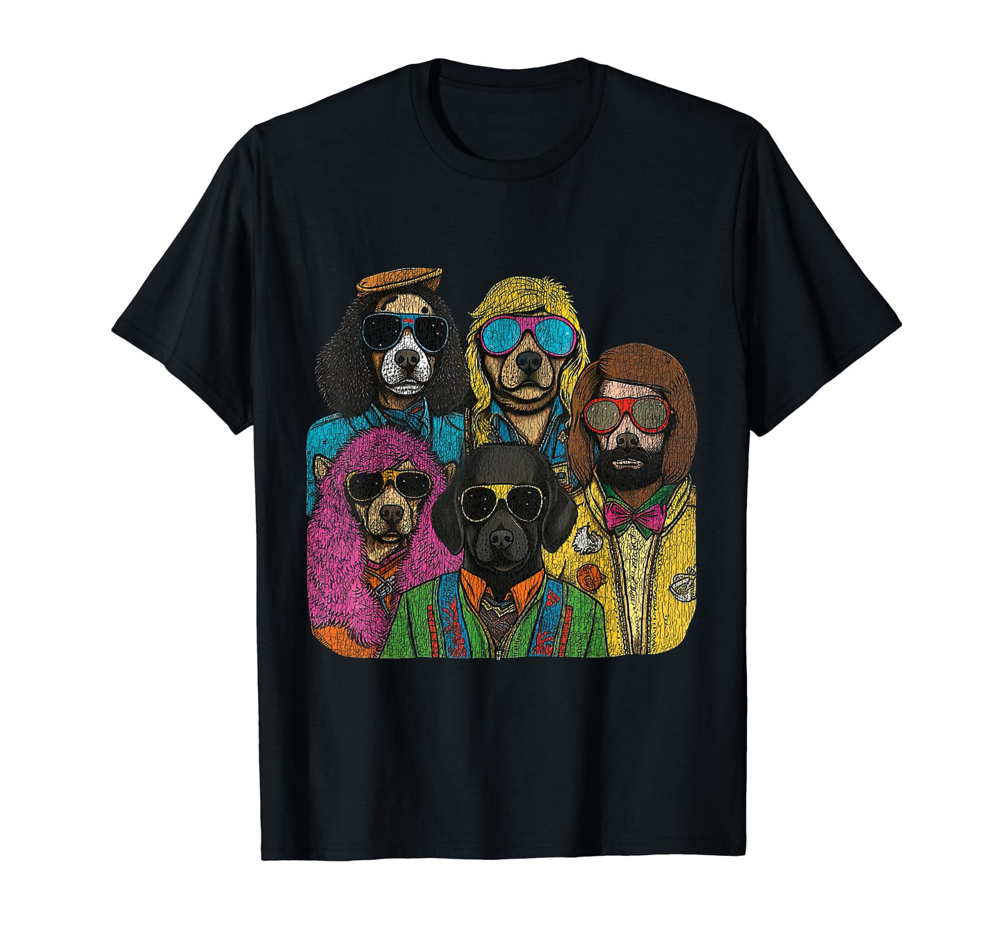 Dogs 60S Rock Vibe Illustration Dog T-Shirt - Aesthetic Graphic Men Women - T-Shirt, Sweatshirt, Hoodie