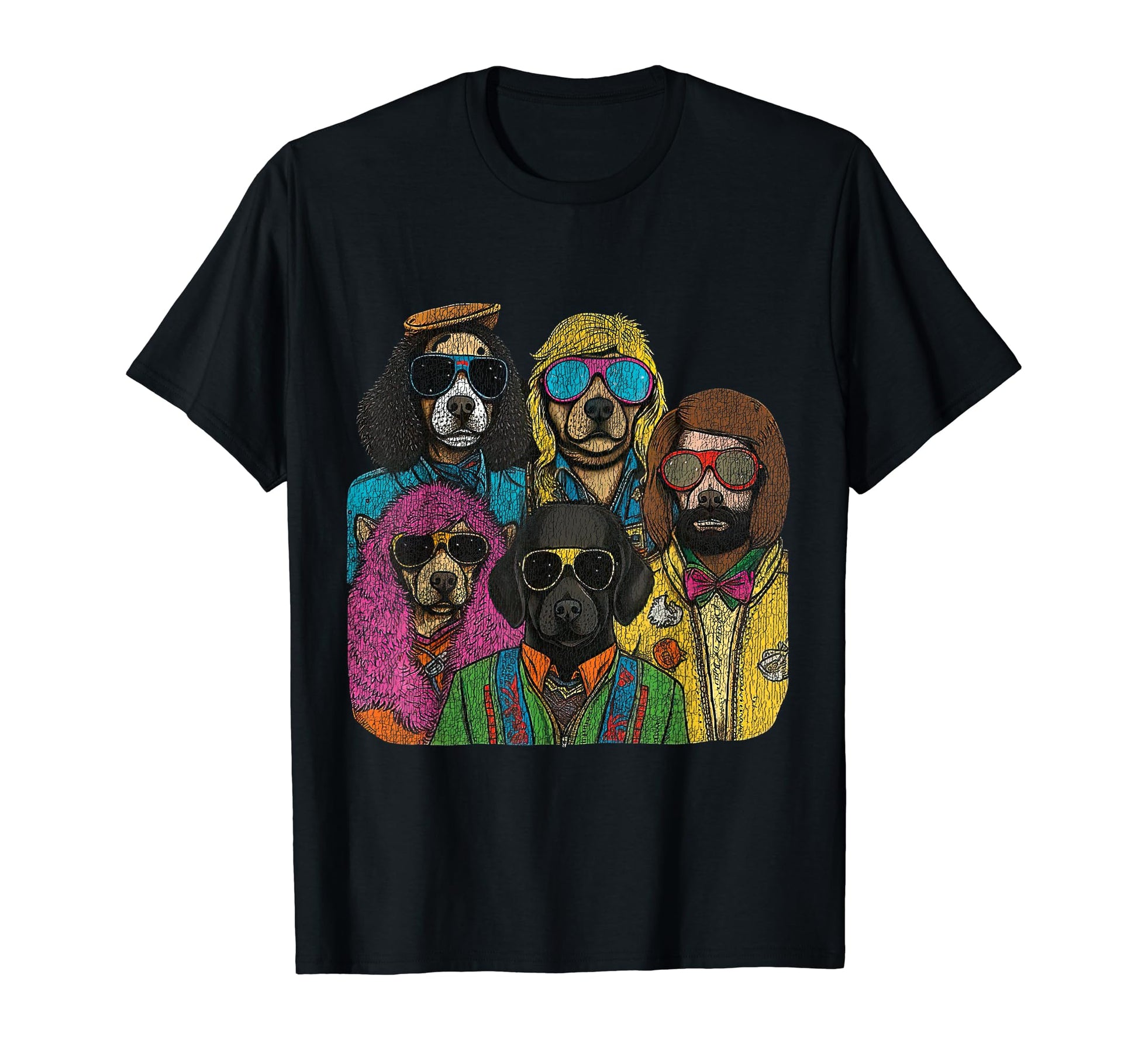Dogs 60S Rock Vibe Illustration Dog T-Shirt - Aesthetic Graphic Men Women - T-Shirt, Sweatshirt, Hoodie