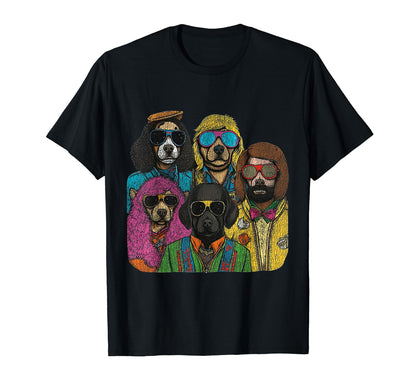 Dogs 60S Rock Vibe Illustration Dog T-Shirt - Aesthetic Graphic Men Women - T-Shirt, Sweatshirt, Hoodie