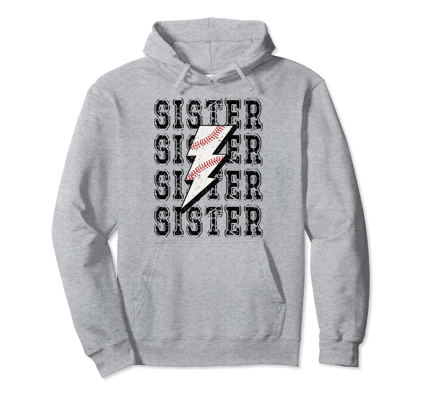 Baseball Sister Lightning Bolt Hoodie - Novelty Apparel Men Women - T-Shirt, Sweatshirt, Hoodie