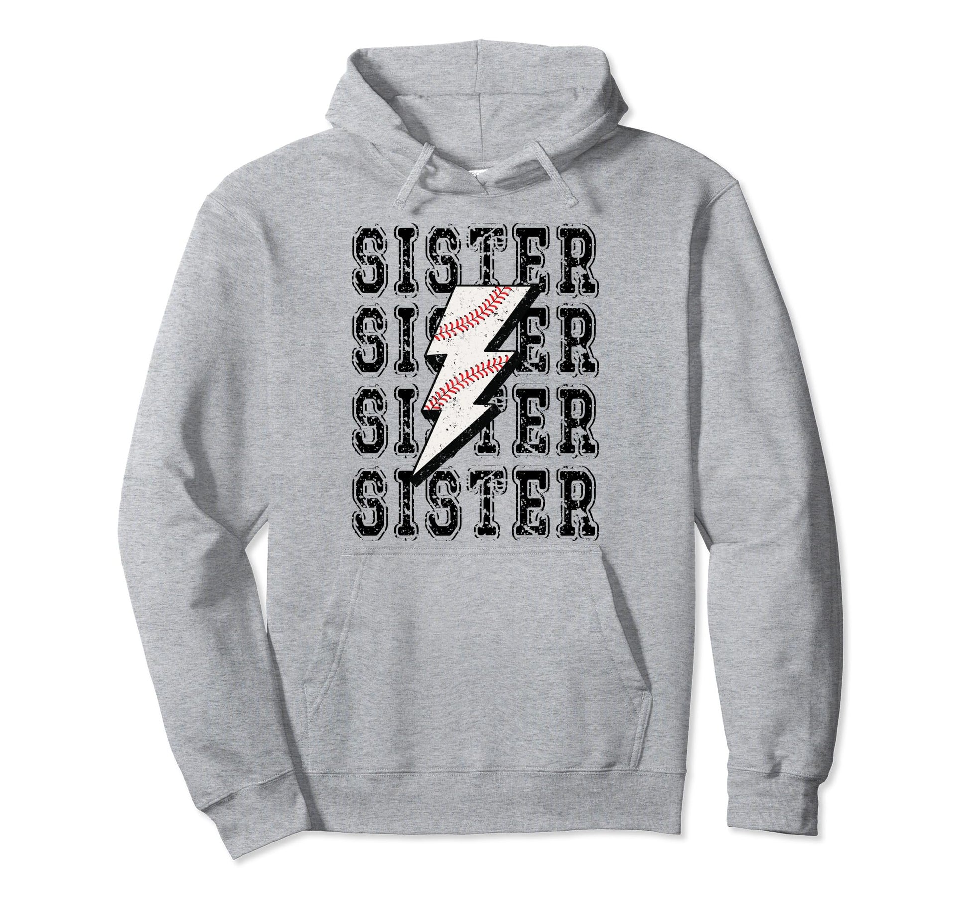 Baseball Sister Lightning Bolt Hoodie - Novelty Apparel Men Women - T-Shirt, Sweatshirt, Hoodie