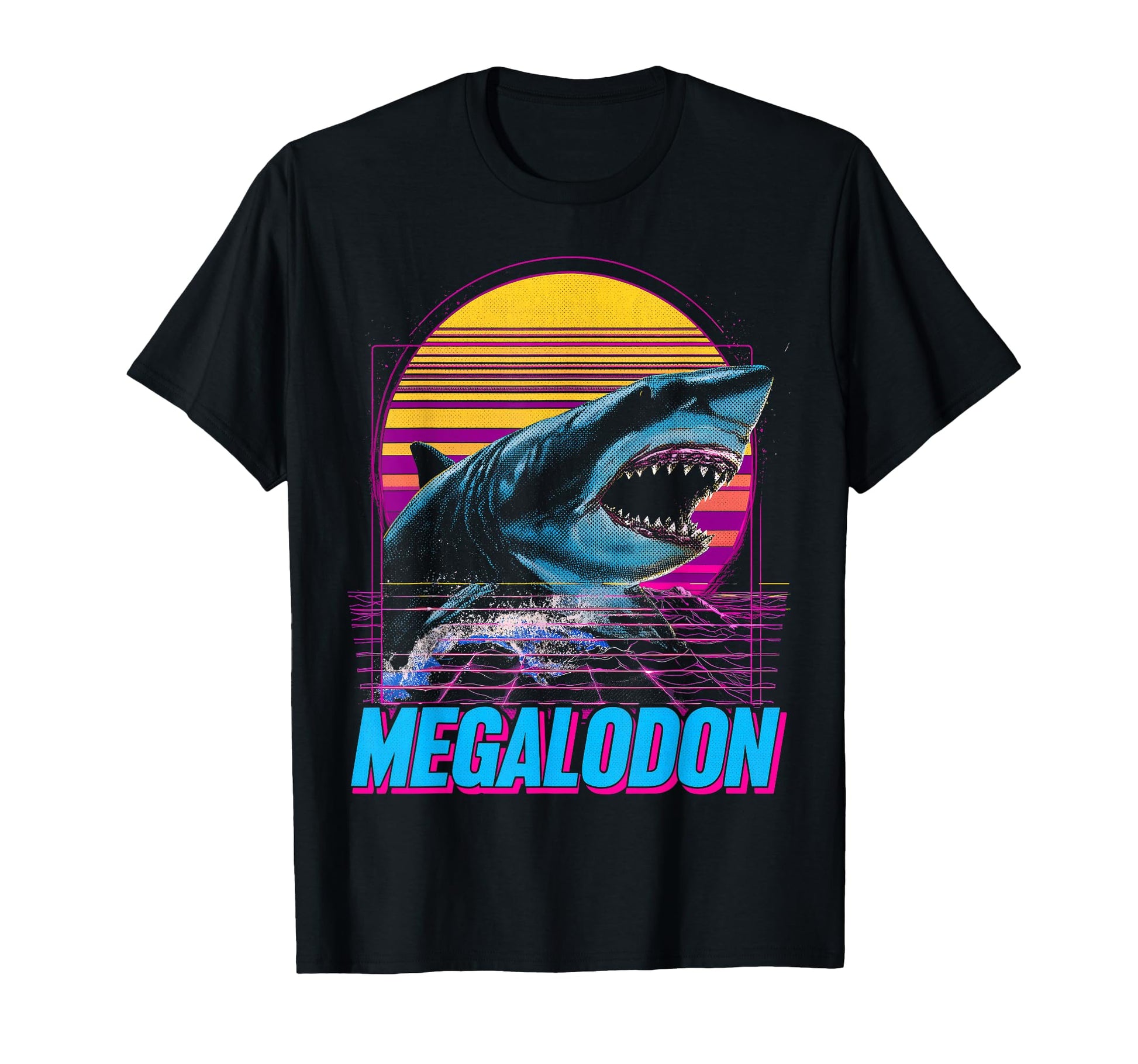 Megalodon Shark Ocean Vaporwave T-Shirt - Streetwear Style for Adults - T-Shirt, Sweatshirt, Hoodie