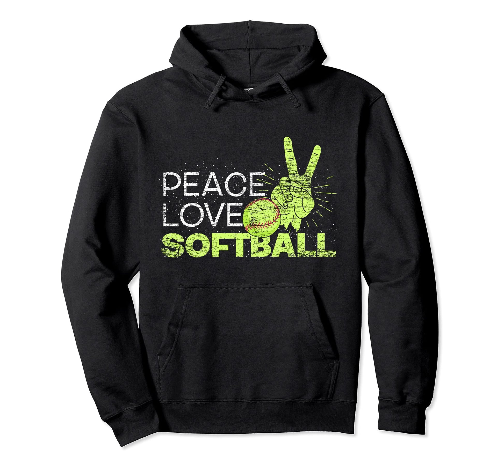 Peace Love Softball Player Softball Hoodie - Fun Novelty Design for Adults - T-Shirt, Sweatshirt, Hoodie