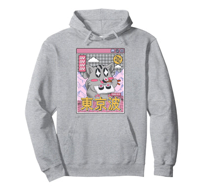 Happy Cat Eating Sushi Vaporwave Hoodie - Streetwear Style for Adults - T-Shirt, Sweatshirt, Hoodie