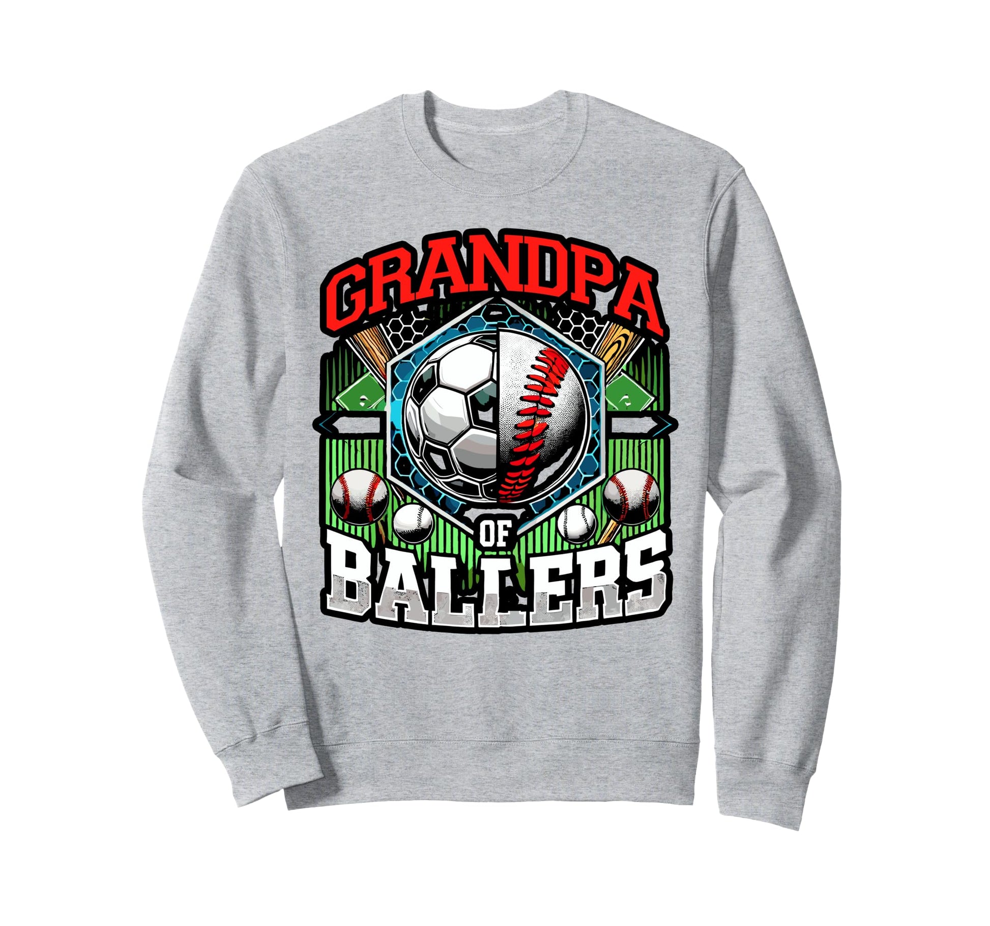 Grandpa Ballers Soccer Baseball Sweatshirt - Custom Art Print for Adults - T-Shirt, Sweatshirt, Hoodie