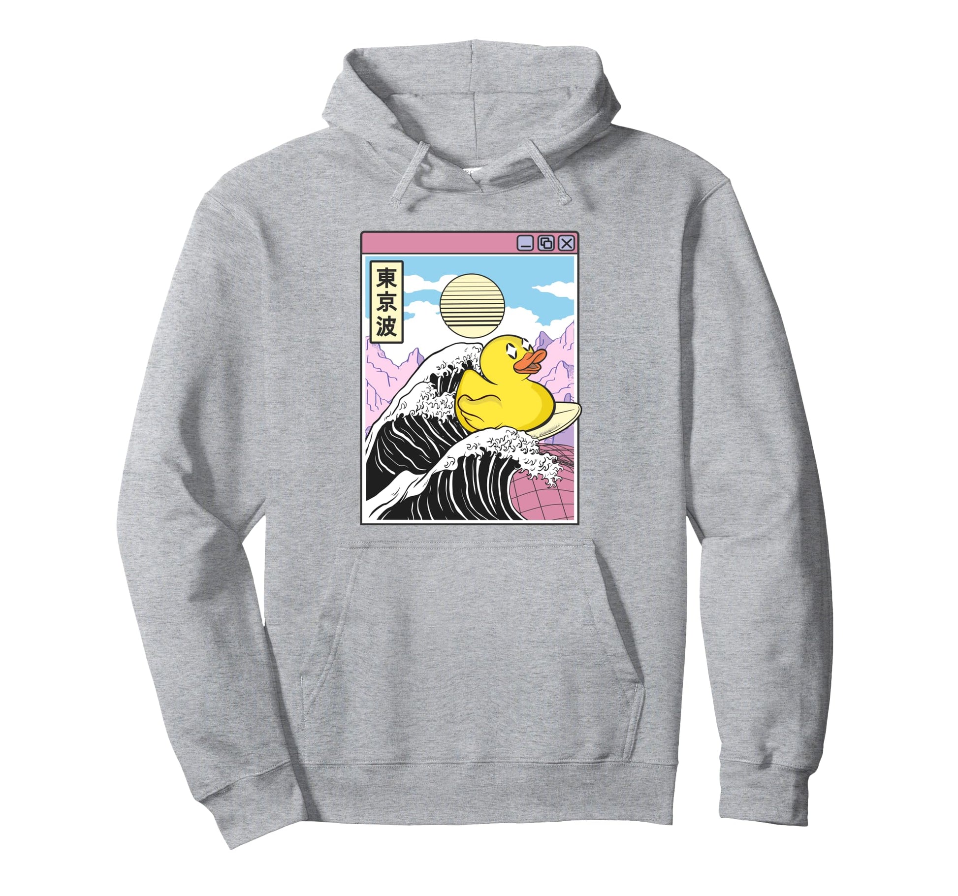 Rubber Duck Surfing Kanagawa Wave Hoodie - Fun Novelty Design Unisex - T-Shirt, Sweatshirt, Hoodie