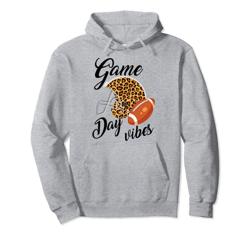 Game Day Vibes Leopard Helmet Hoodie - Aesthetic Graphic for Adults - T-Shirt, Sweatshirt, Hoodie