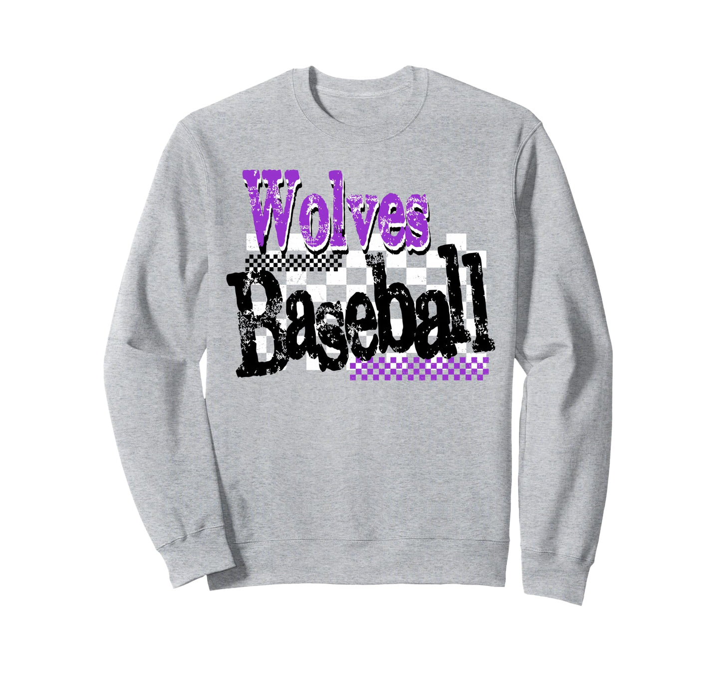 Wolves Checkered Baseball Mom Game Sweatshirt - Streetwear Style Unisex - T-Shirt, Sweatshirt, Hoodie