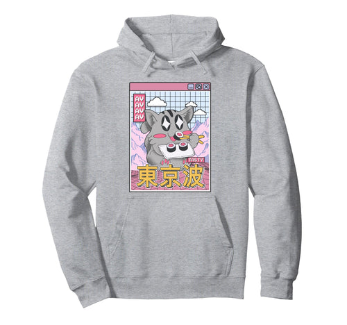 Happy Cat Eating Sushi Vaporwave Hoodie - Minimalist Print Unisex - T-Shirt, Sweatshirt, Hoodie