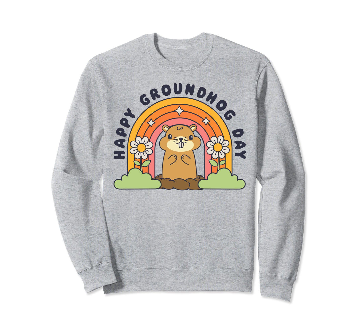 Happy Groundhog Day Funny Rainbow Sweatshirt - Custom Art Print for Adults - T-Shirt, Sweatshirt, Hoodie