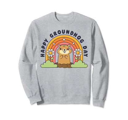 Happy Groundhog Day Funny Rainbow Sweatshirt - Custom Art Print for Adults - T-Shirt, Sweatshirt, Hoodie