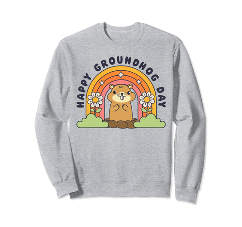 Happy Groundhog Day Funny Rainbow Sweatshirt - Custom Art Print for Adults - T-Shirt, Sweatshirt, Hoodie