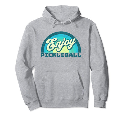 80S Enjoy Pickleball Rainbow Hoodie - Graphic Print for Adults - T-Shirt, Sweatshirt, Hoodie