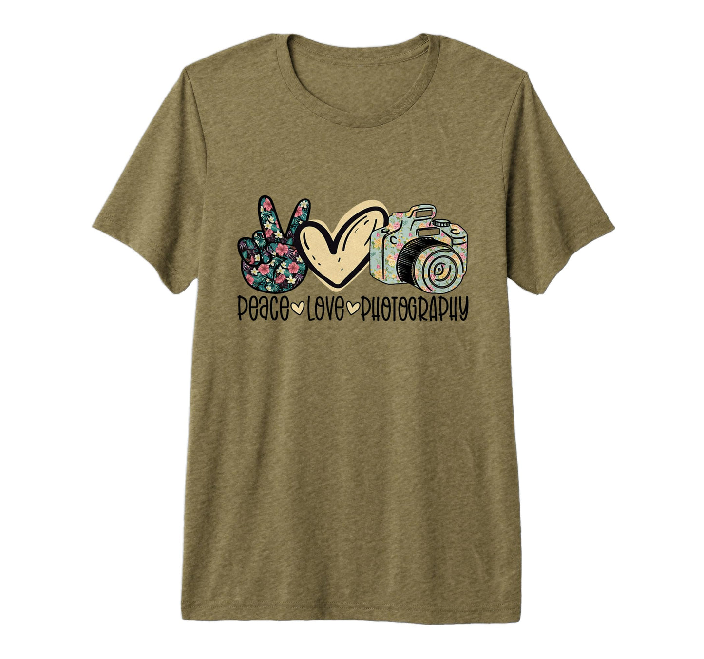 Peace Love Photography Funny Hippie T-Shirt - Graphic Print for Adults - T-Shirt, Sweatshirt, Hoodie