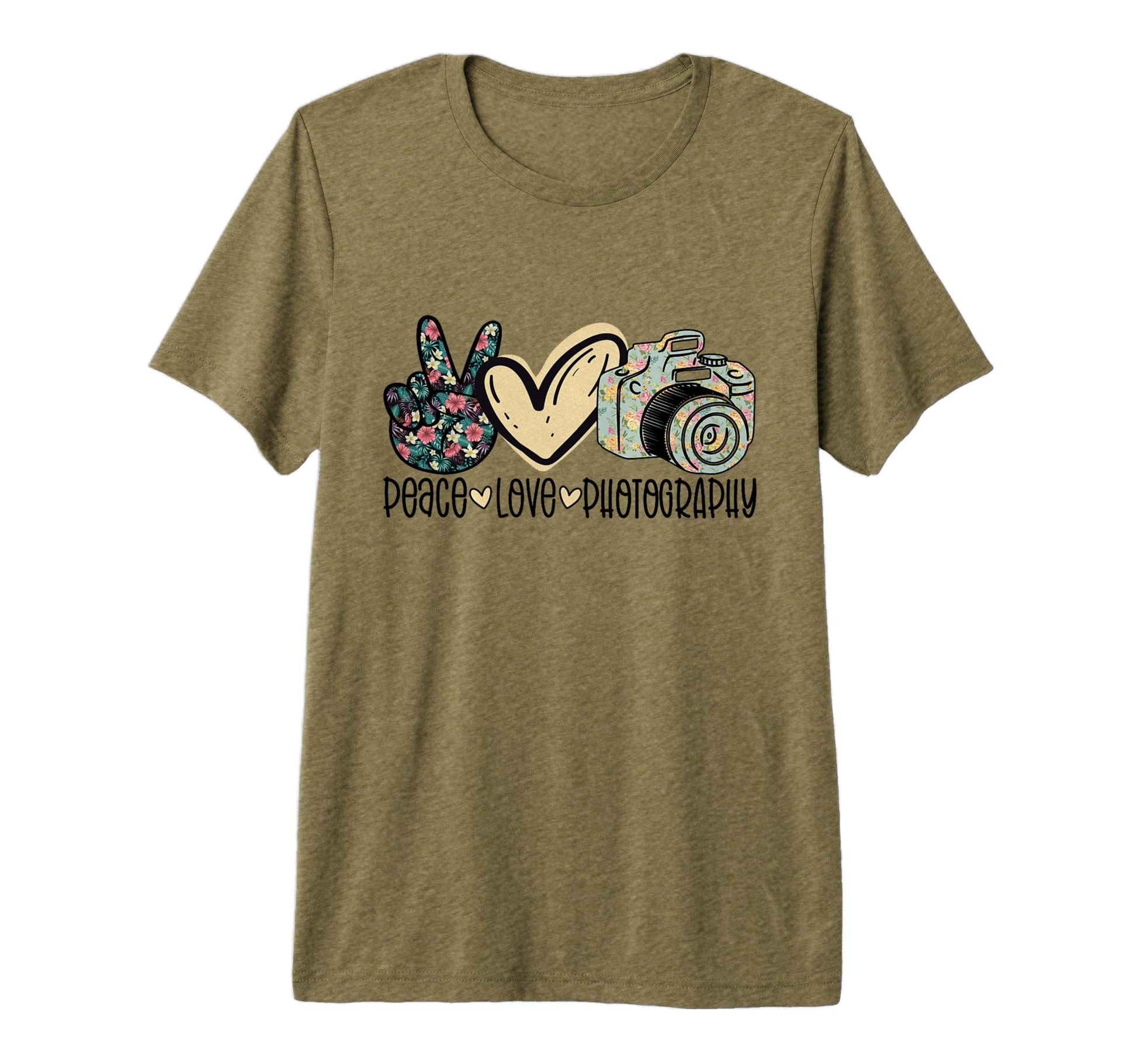 Peace Love Photography Funny Hippie T-Shirt - Graphic Print for Adults - T-Shirt, Sweatshirt, Hoodie