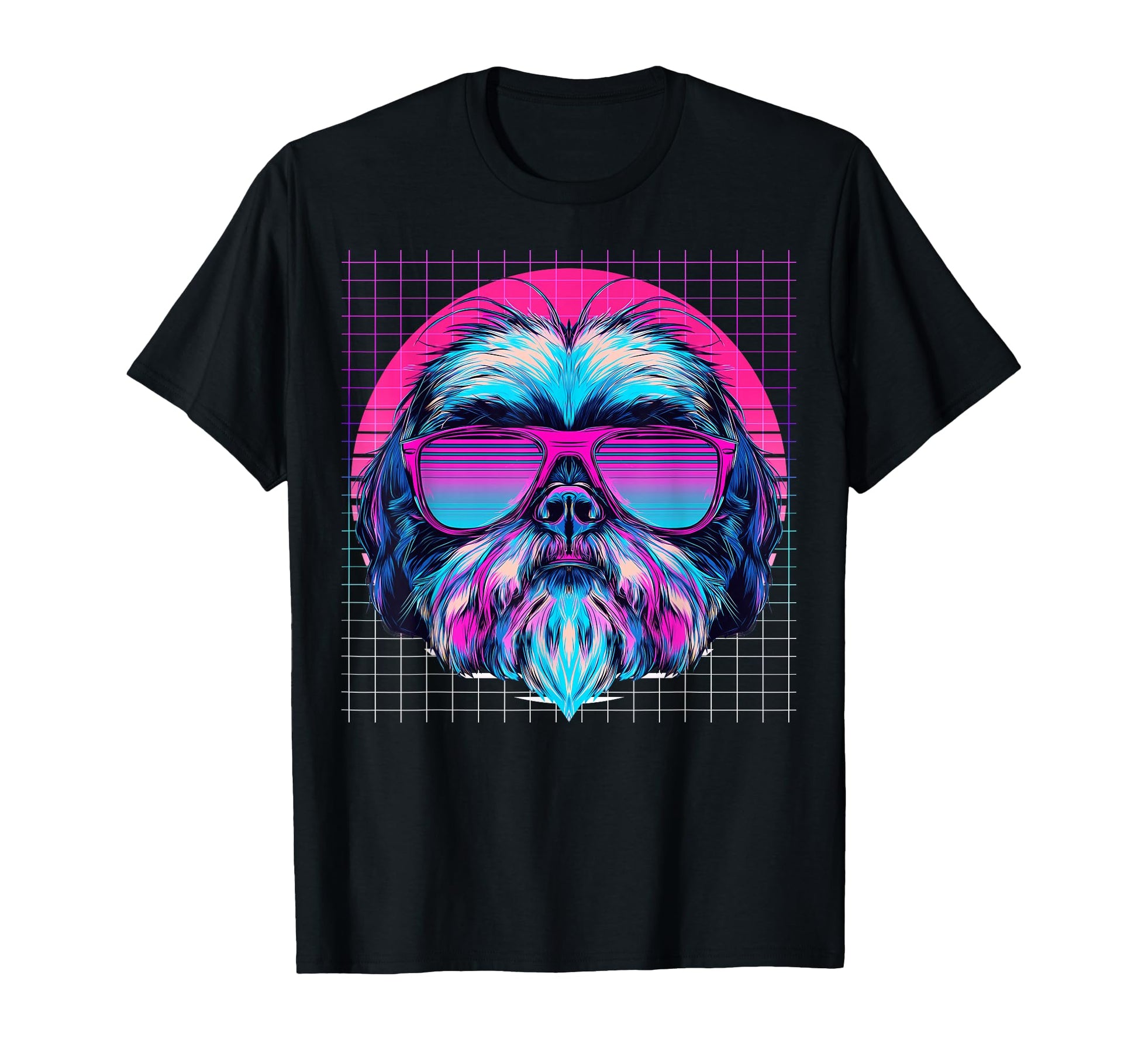 Shih Tzu Sunglasses Dog Vaporwave T-Shirt - Aesthetic Graphic Men Women - T-Shirt, Sweatshirt, Hoodie