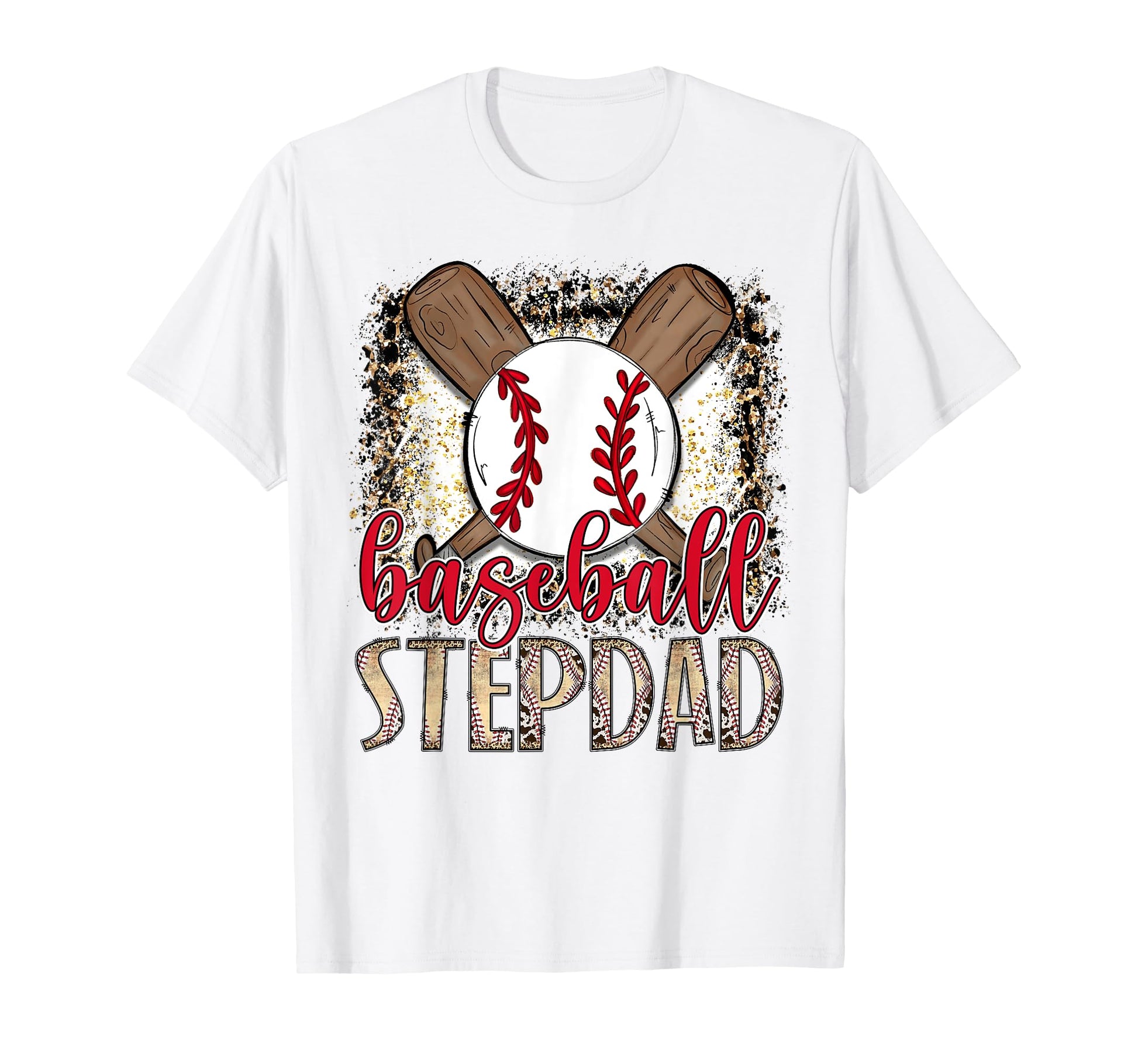 Baseball Stepdad Leopard Proud Ball T-Shirt - Graphic Print for Adults - T-Shirt, Sweatshirt, Hoodie