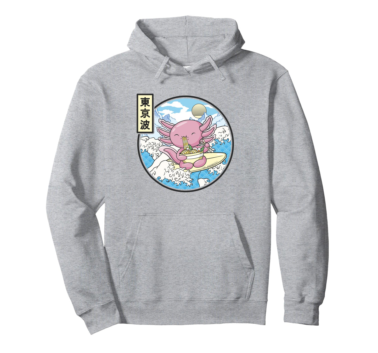 Axolotl Eating Ramen Japan Waves Anime Hoodie - Trendy Graphic for Adults - T-Shirt, Sweatshirt, Hoodie