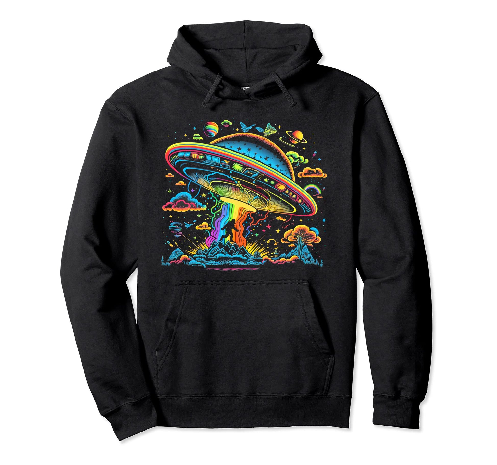 Ufo Funny Bigfoot Sasquatch 80S 70S Hoodie - Minimalist Print Unisex - T-Shirt, Sweatshirt, Hoodie