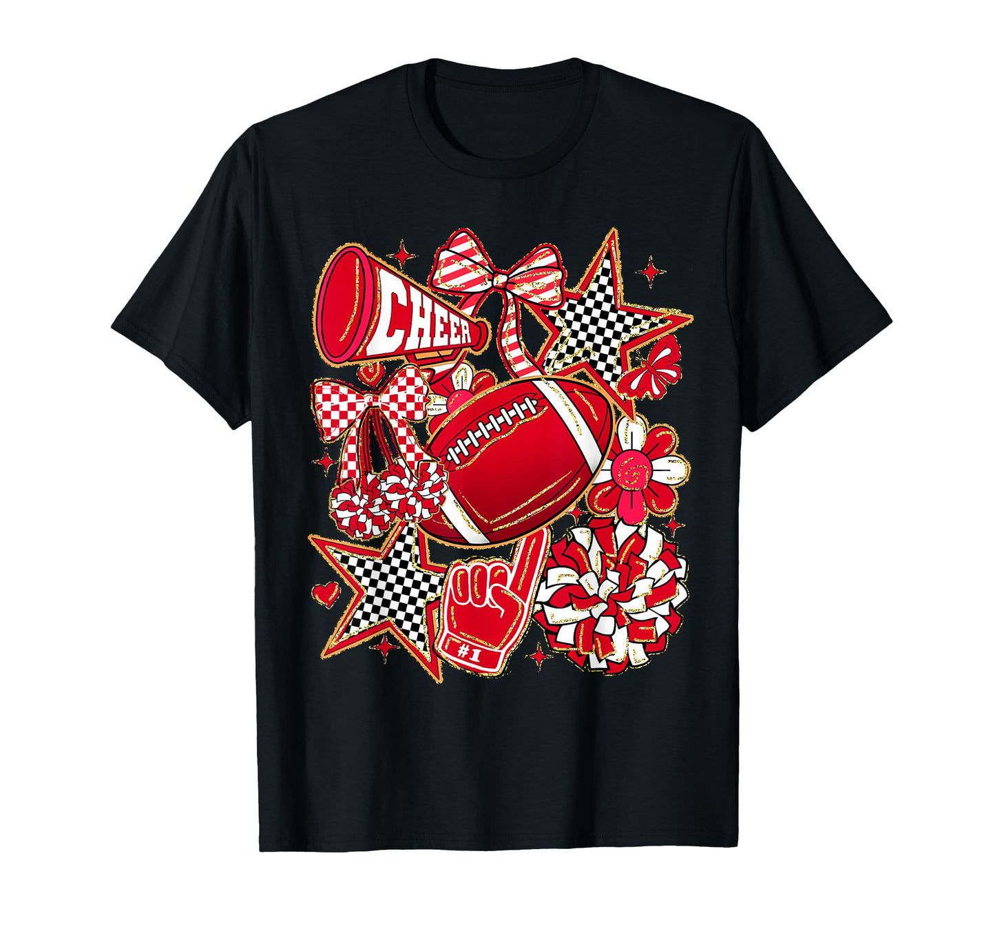 Cheer Mom Red Cheerleader Game Day T-Shirt - Aesthetic Graphic Men Women - T-Shirt, Sweatshirt, Hoodie