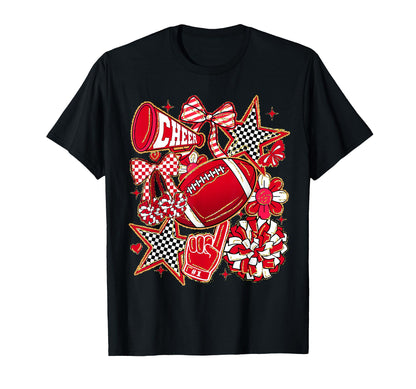 Cheer Mom Red Cheerleader Game Day T-Shirt - Aesthetic Graphic Men Women - T-Shirt, Sweatshirt, Hoodie