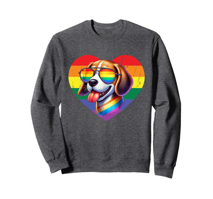 Rainbow Love Heart Dog Pride Lgbt Sweatshirt - Streetwear Style Unisex - T-Shirt, Sweatshirt, Hoodie