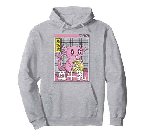 Axolotl Drinking Banana Milk Digital Hoodie - Casual Everyday Wear Unisex - T-Shirt, Sweatshirt, Hoodie