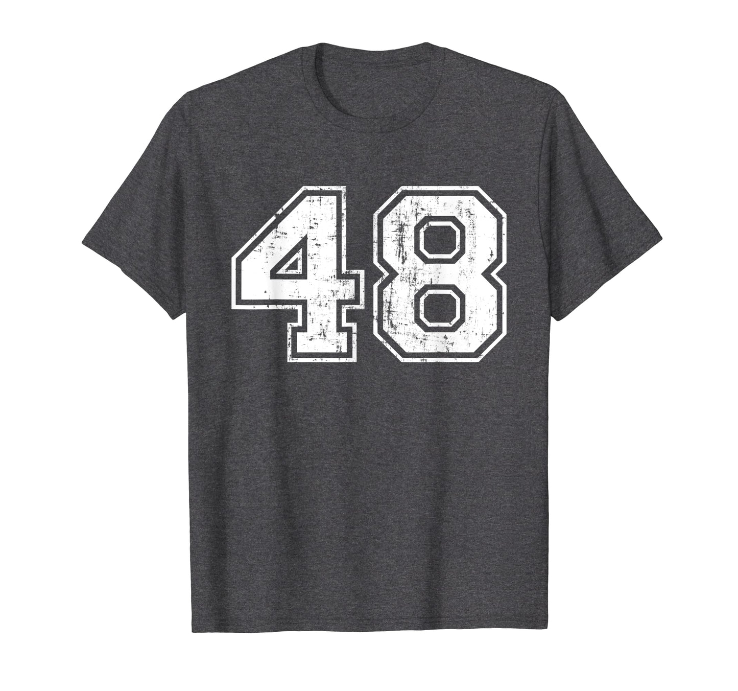 Number 48 Varsity Distressed Sports T-Shirt - Minimalist Print for Adults - T-Shirt, Sweatshirt, Hoodie