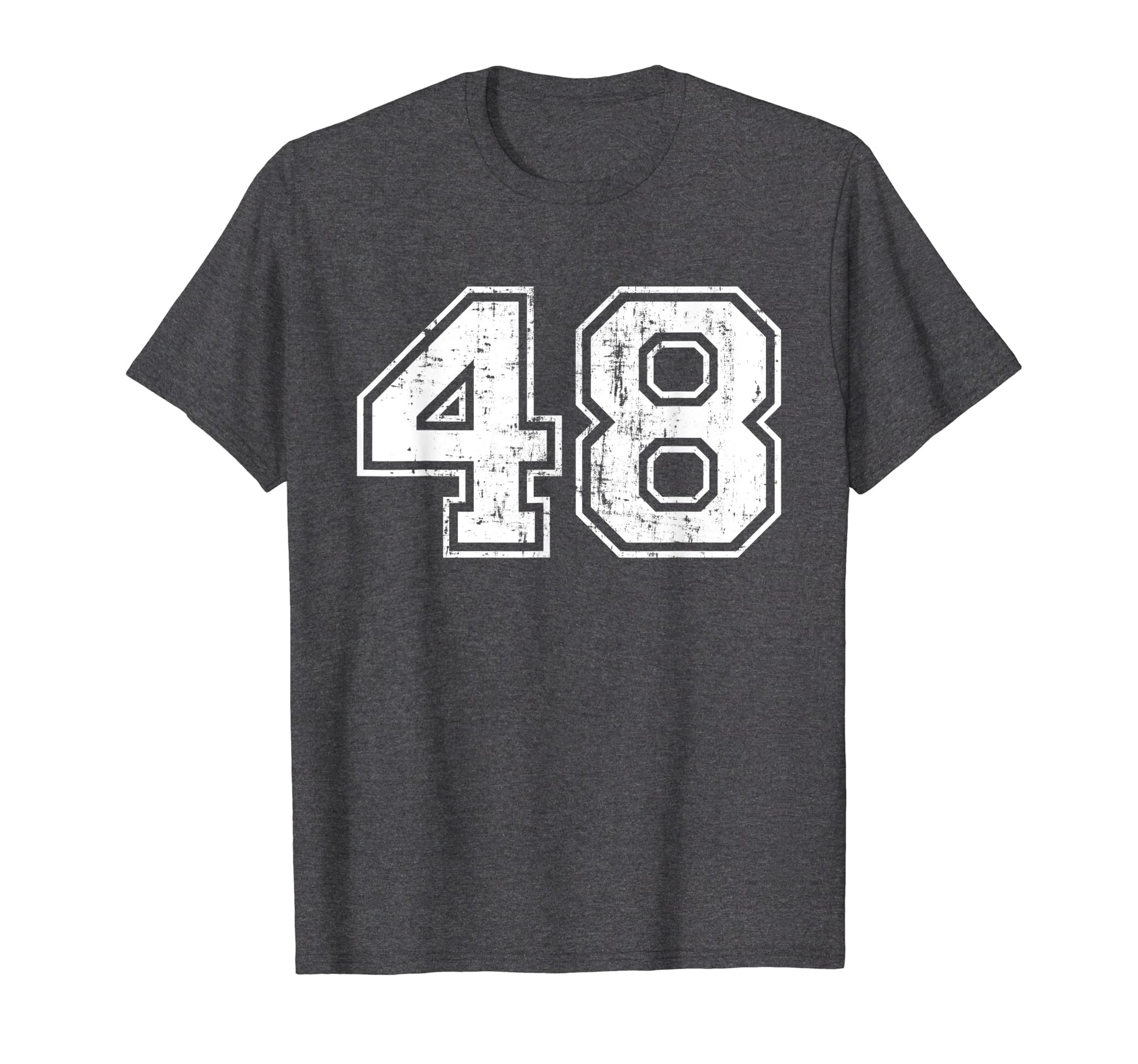 Number 48 Varsity Distressed Sports T-Shirt - Minimalist Print for Adults - T-Shirt, Sweatshirt, Hoodie