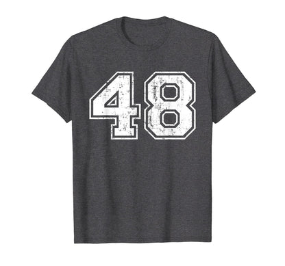 Number 48 Varsity Distressed Sports T-Shirt - Minimalist Print for Adults - T-Shirt, Sweatshirt, Hoodie