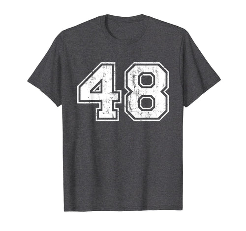 Number 48 Varsity Distressed Sports T-Shirt - Minimalist Print for Adults - T-Shirt, Sweatshirt, Hoodie