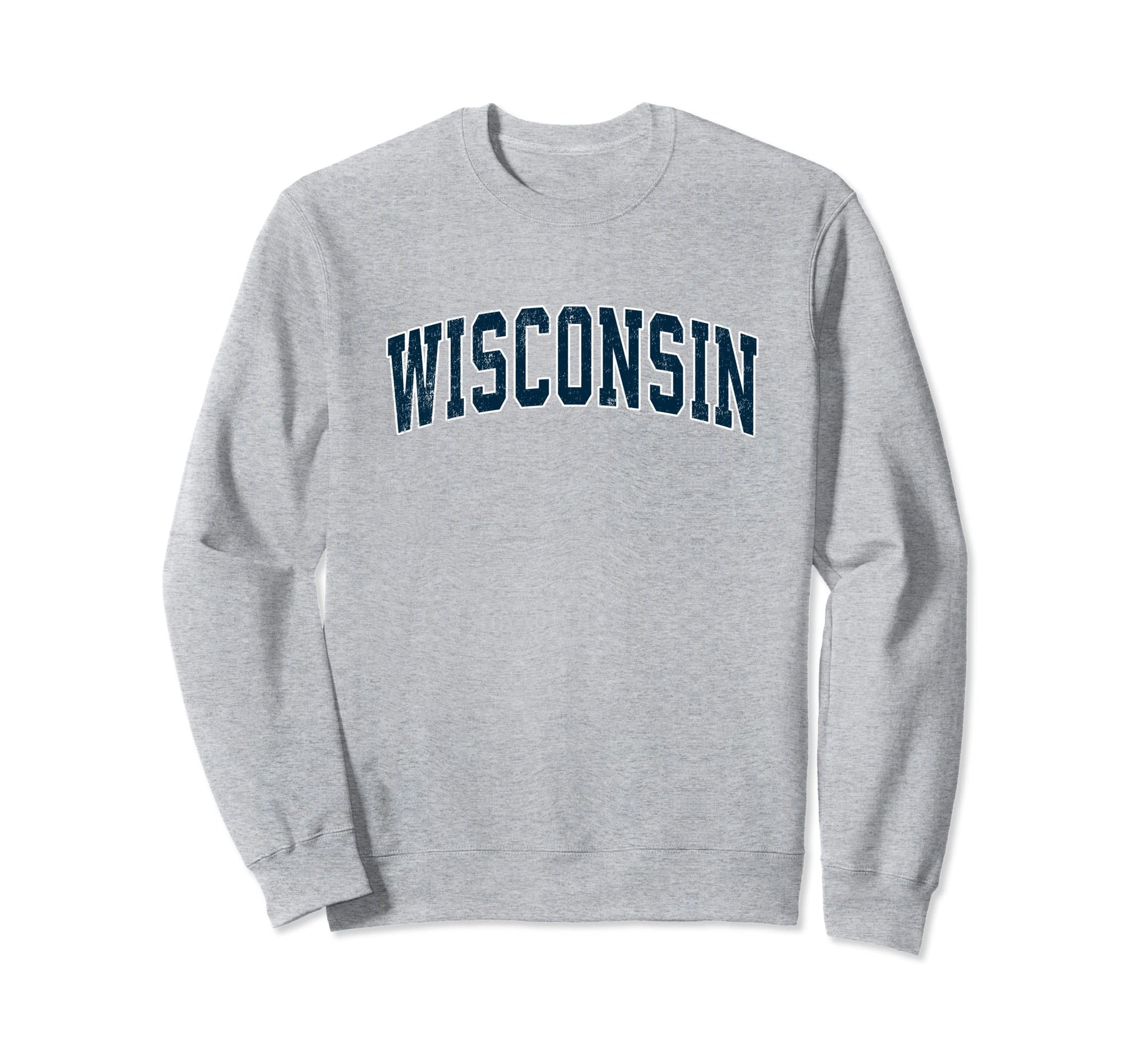 Wisconsin Varsity Sports Navy Text Sweatshirt - Aesthetic Graphic Unisex - T-Shirt, Sweatshirt, Hoodie