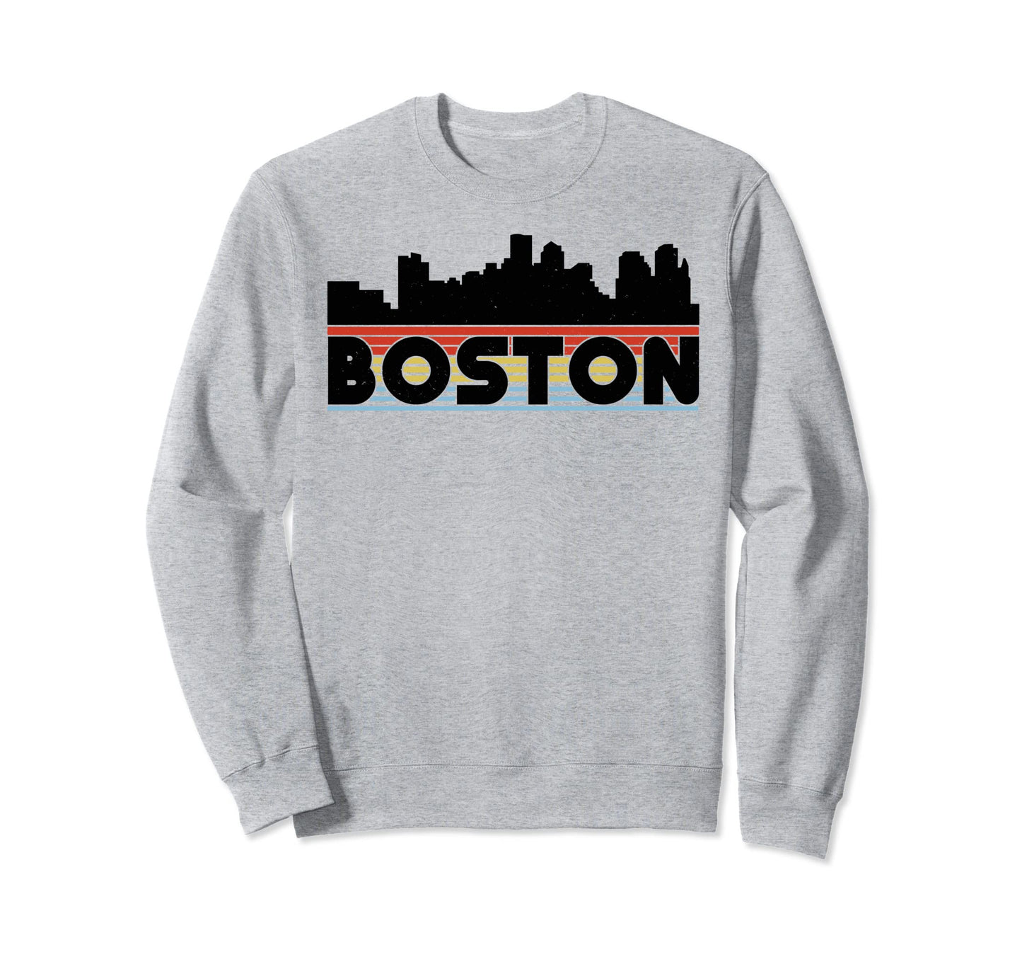 Boston Rainbow Striped City Sweatshirt - Aesthetic Graphic for Adults - T-Shirt, Sweatshirt, Hoodie