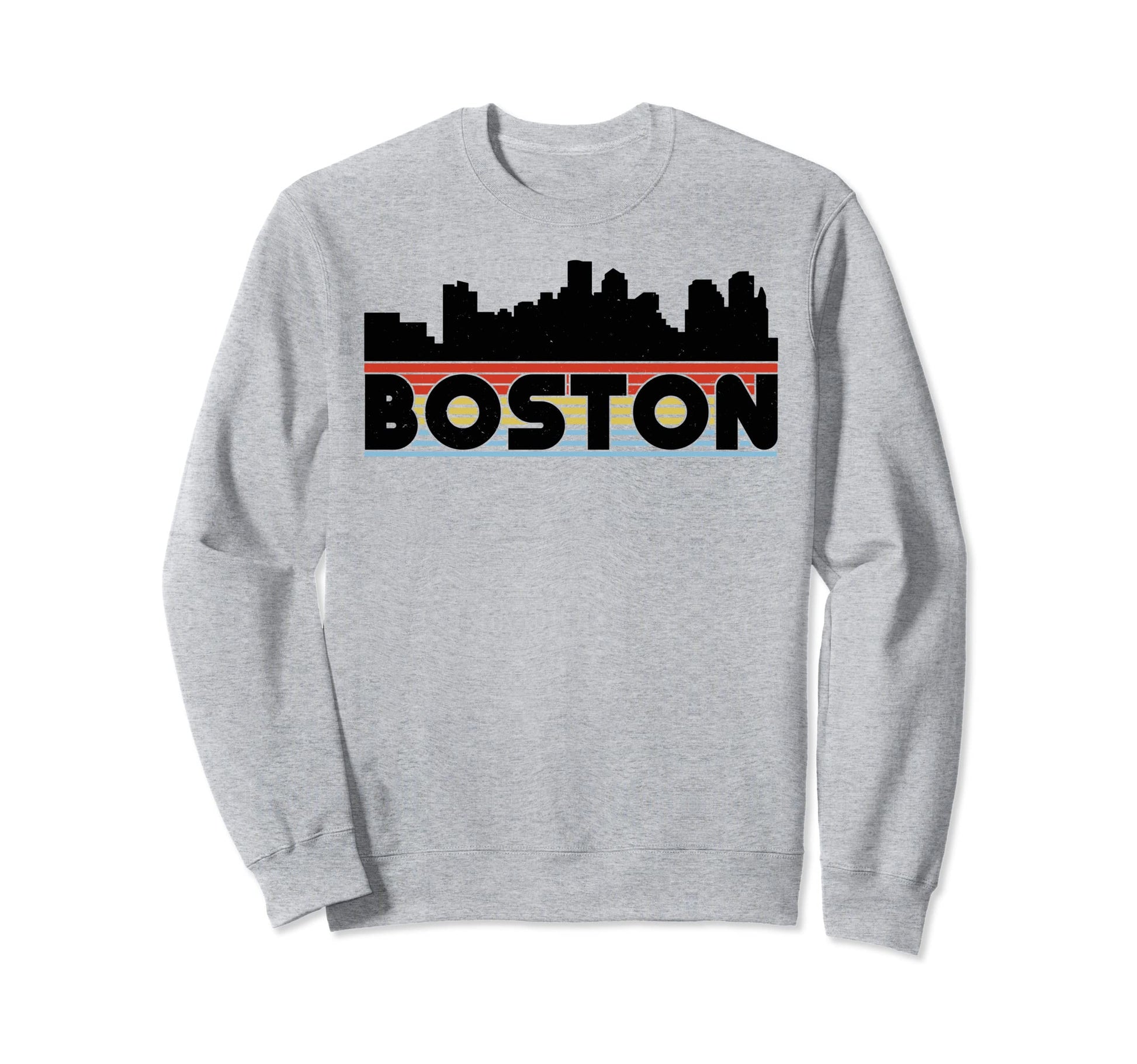 Boston Rainbow Striped City Sweatshirt - Aesthetic Graphic for Adults - T-Shirt, Sweatshirt, Hoodie