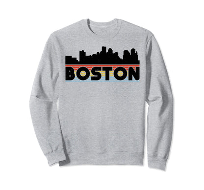 Boston Rainbow Striped City Sweatshirt - Aesthetic Graphic for Adults - T-Shirt, Sweatshirt, Hoodie