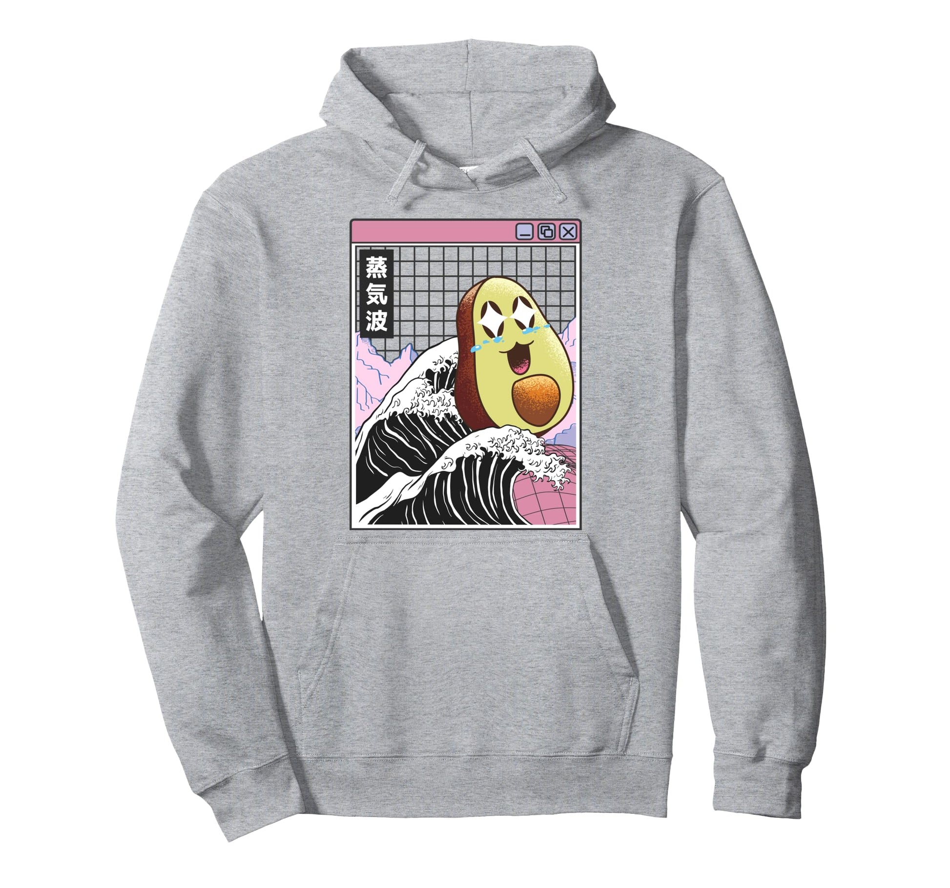 Happy Avocado Kanagawa Wave Digital Hoodie - Minimalist Print for Adults - T-Shirt, Sweatshirt, Hoodie