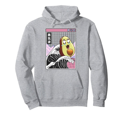 Happy Avocado Kanagawa Wave Digital Hoodie - Minimalist Print for Adults - T-Shirt, Sweatshirt, Hoodie
