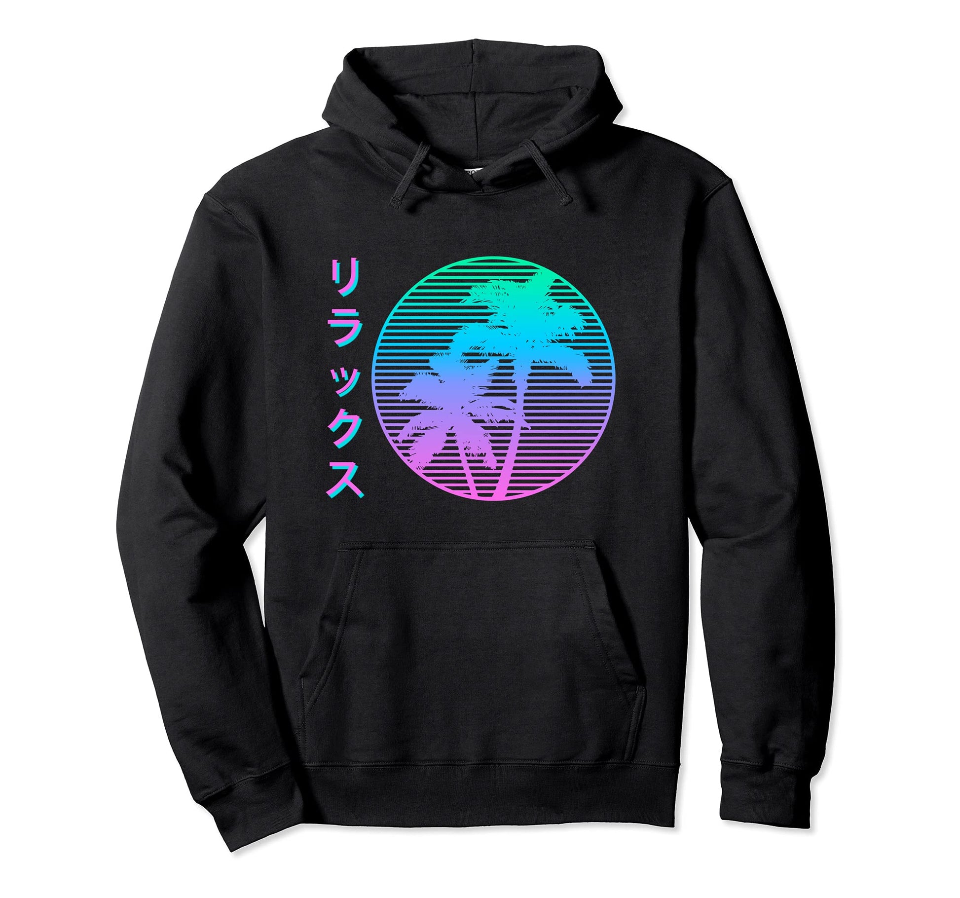 Vaporwave Japanese Palm Tree 80S 90S Hoodie - Unique Graphic for Adults - T-Shirt, Sweatshirt, Hoodie