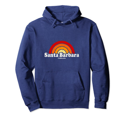 Santa Barbara California Ca 70S Rainbow Hoodie - Graphic Print Unisex - T-Shirt, Sweatshirt, Hoodie
