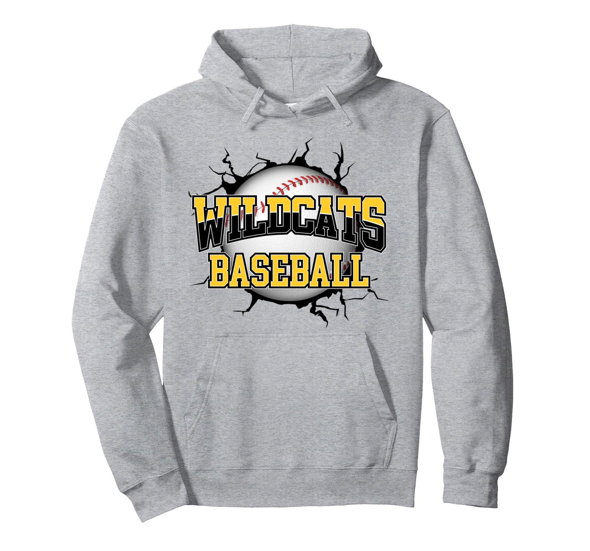 Wildcats Baseball Mom Yellow Wildcat Hoodie - Trendy Graphic for Adults - T-Shirt, Sweatshirt, Hoodie