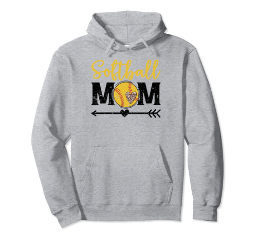Softball Mom Leopard Game Day Funny Hoodie - Fun Novelty Design for Adults - T-Shirt, Sweatshirt, Hoodie
